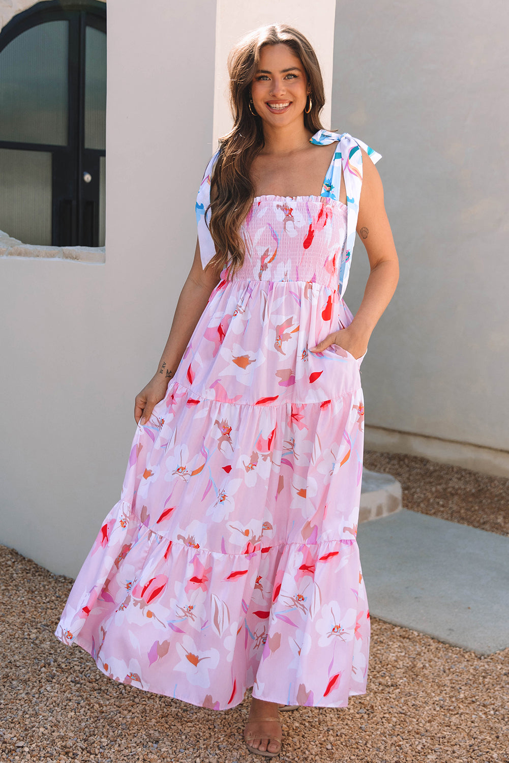 Pink Floral Maxi Dress