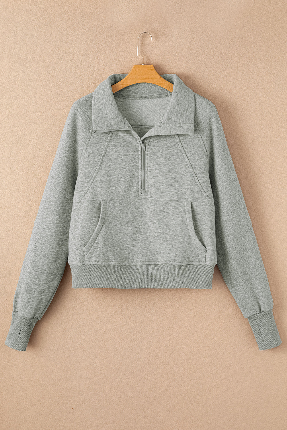 Gray Fleece Lined Zip Sweatshirt