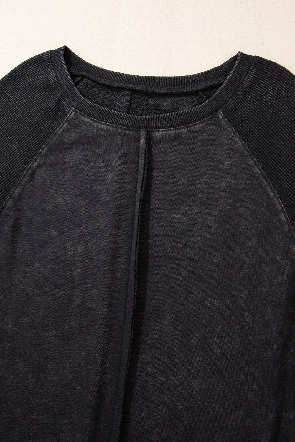 Black Basic Waffle Sweatshirt