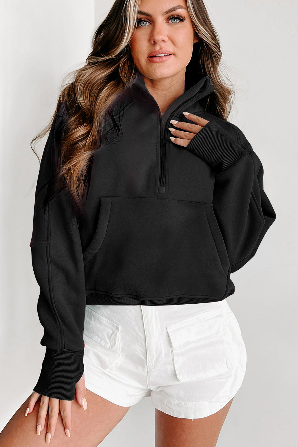 Black Fleece Lined Zip Sweatshirt