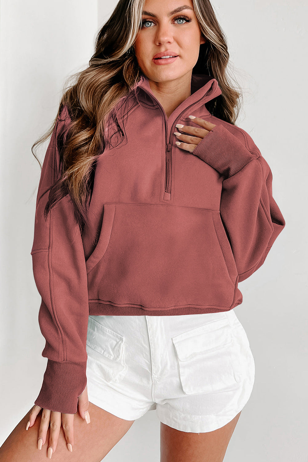 Brown Fleece Lined Zip Sweatshirt