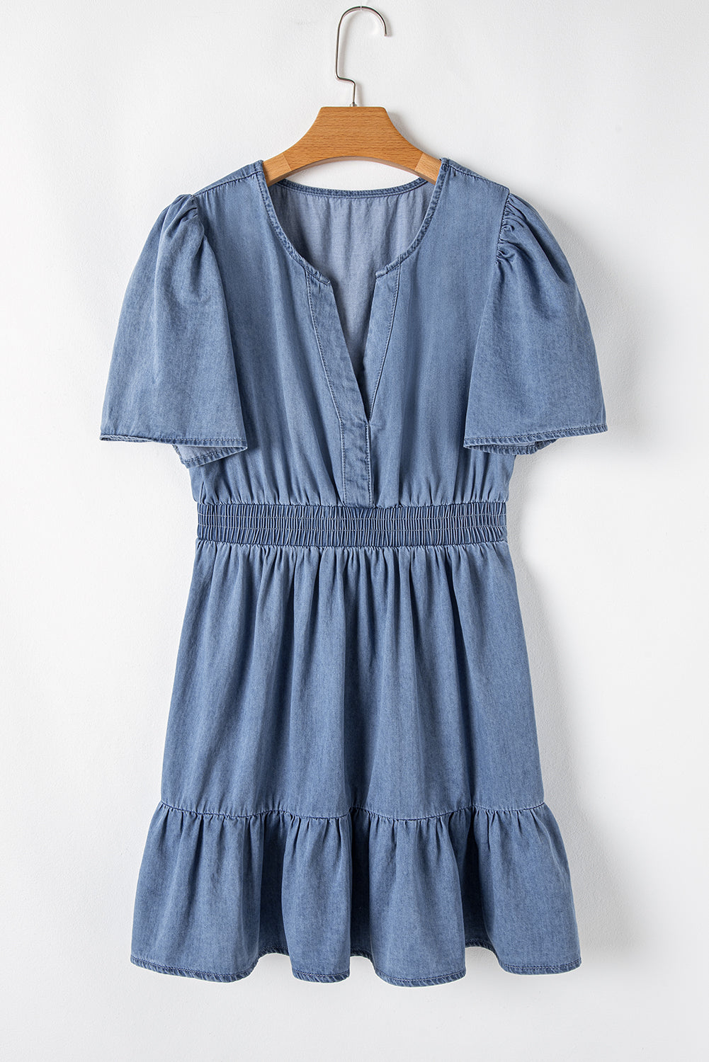 Ruffled Denim Mini Dress