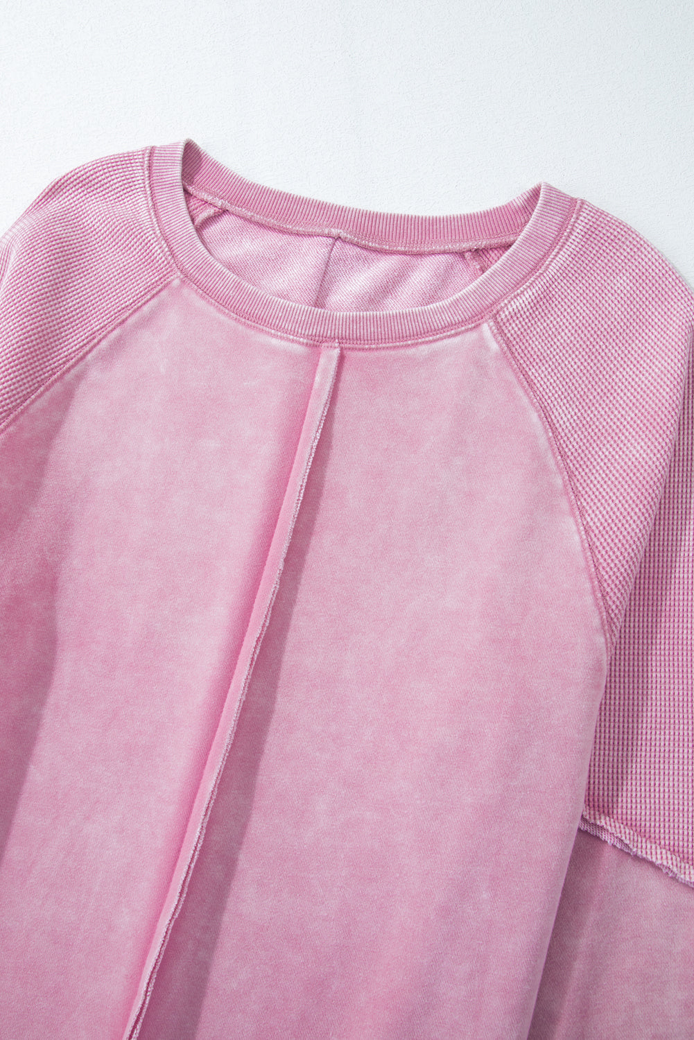 Pink Basic Waffle Sweatshirt