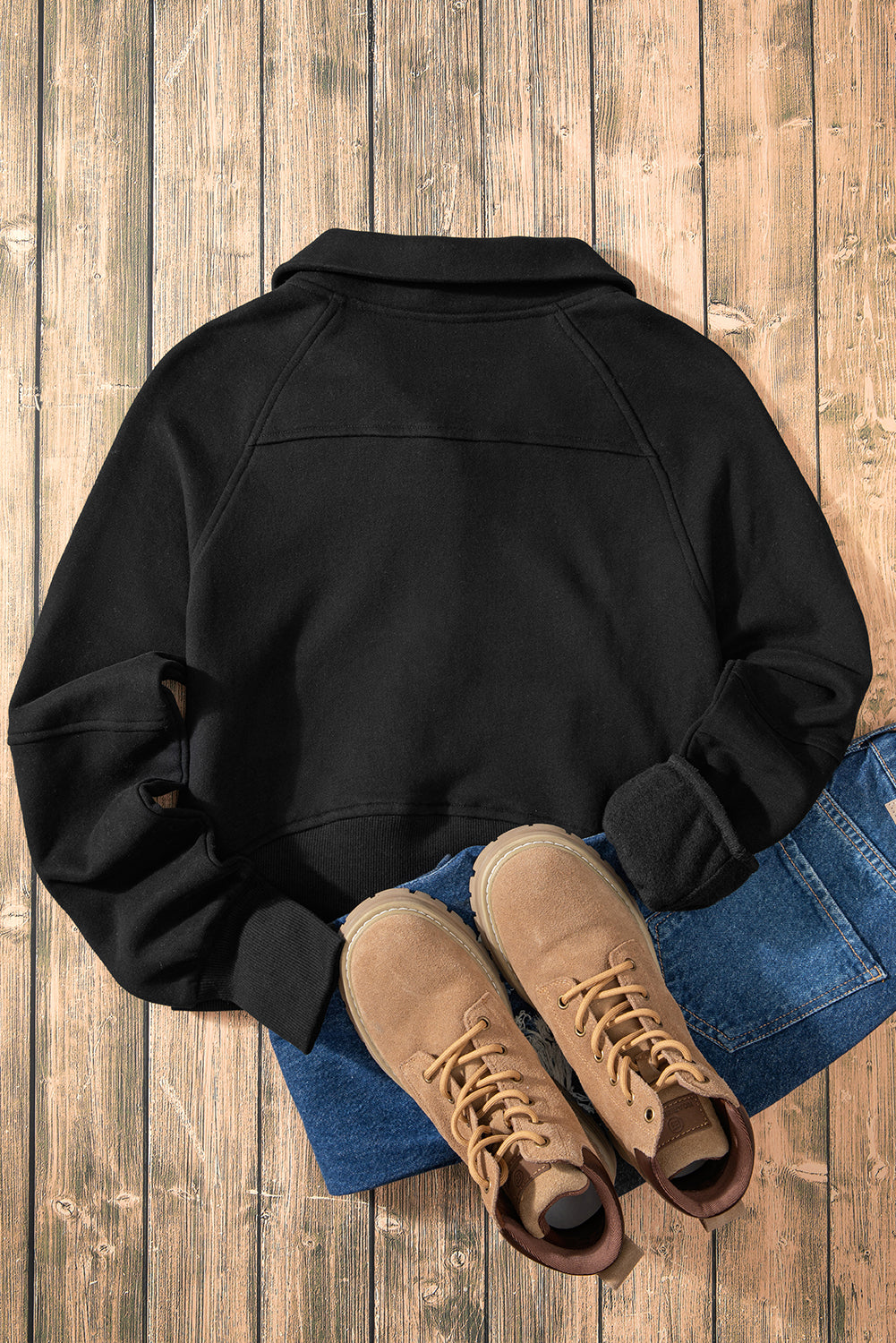 Black Fleece Lined Zip Sweatshirt