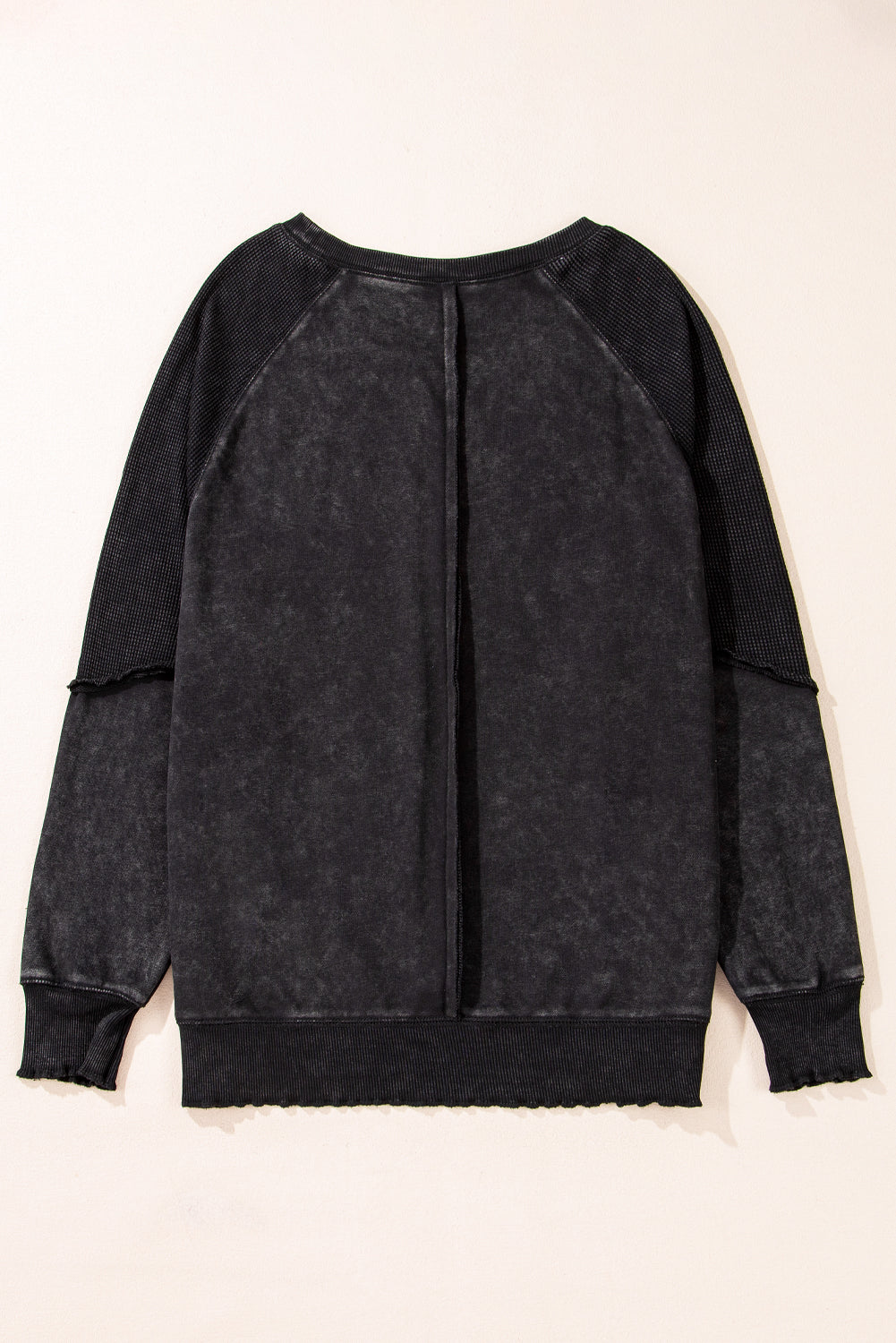 Black Basic Waffle Sweatshirt