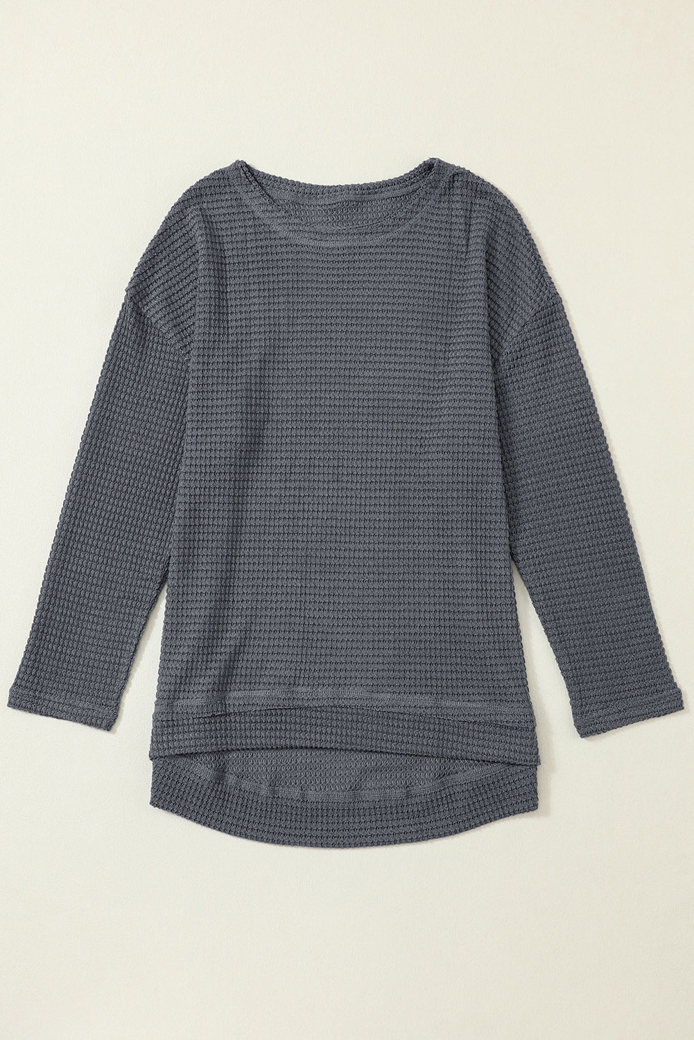 Gray Basic Waffle Oversized Top