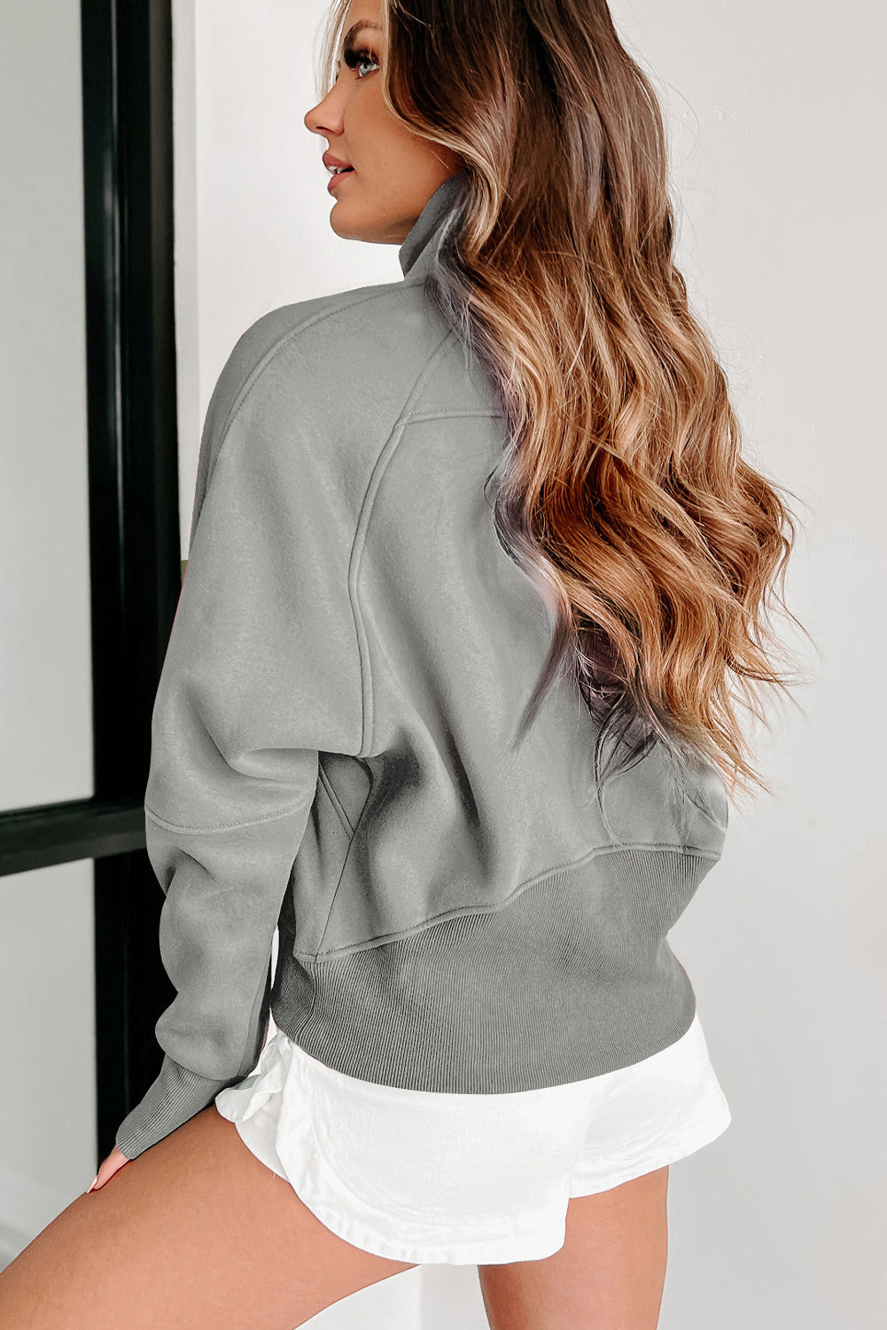 Gray Fleece Lined Zip Sweatshirt