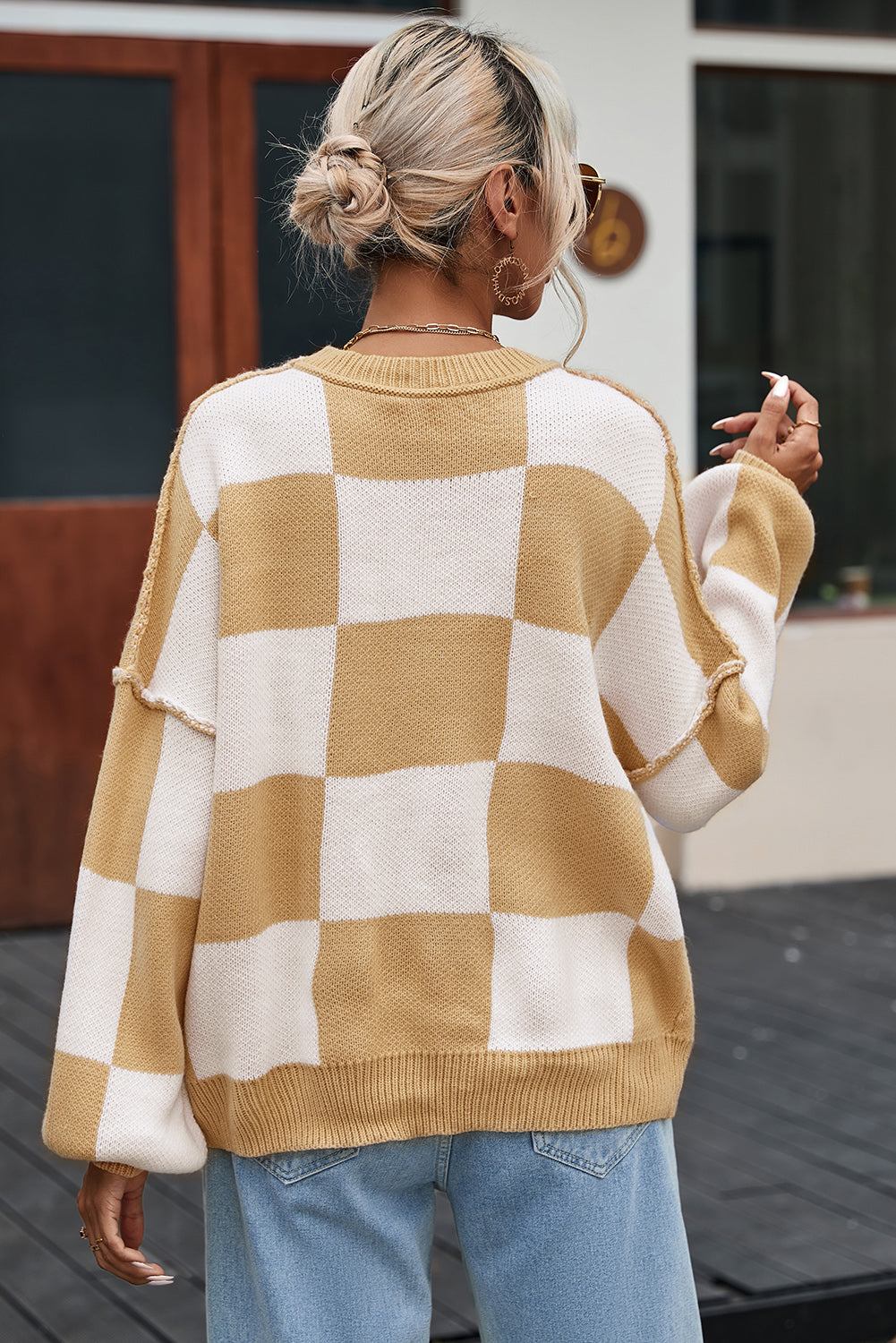 Khaki Checkered Sweater