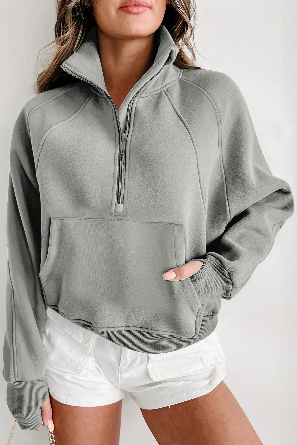 Gray Fleece Lined Zip Sweatshirt