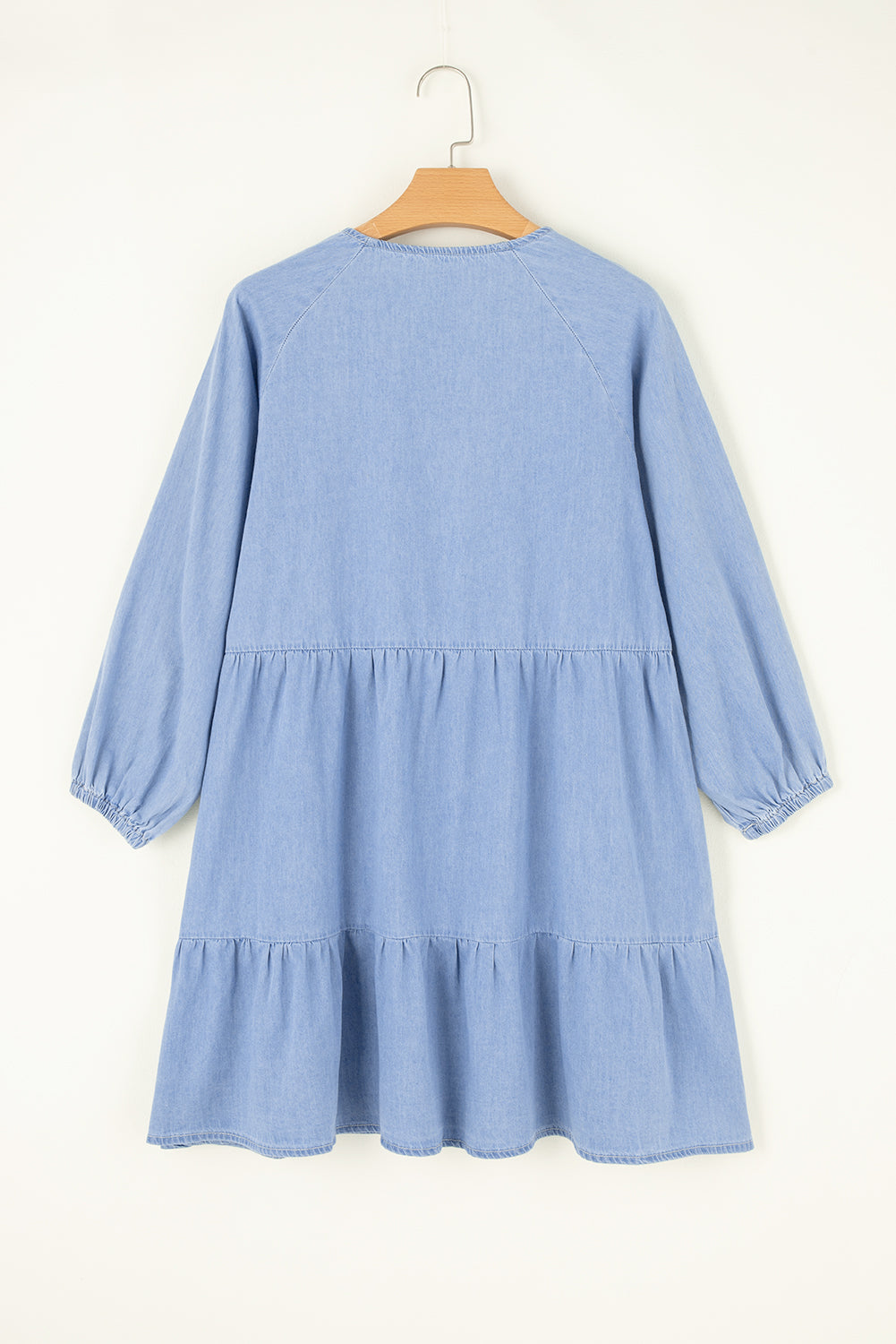 Chambray Blue Ruffle Mini Dress