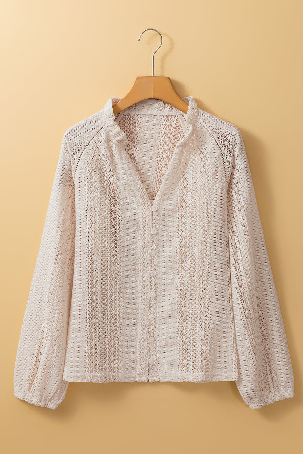 Romantic Lace Puff Sleeve Button up Shirt