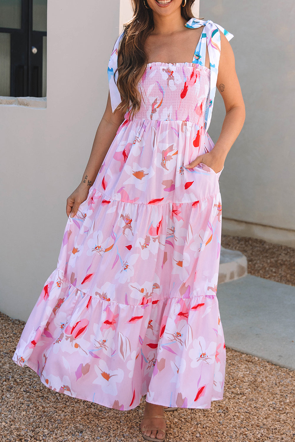 Pink Floral Maxi Dress