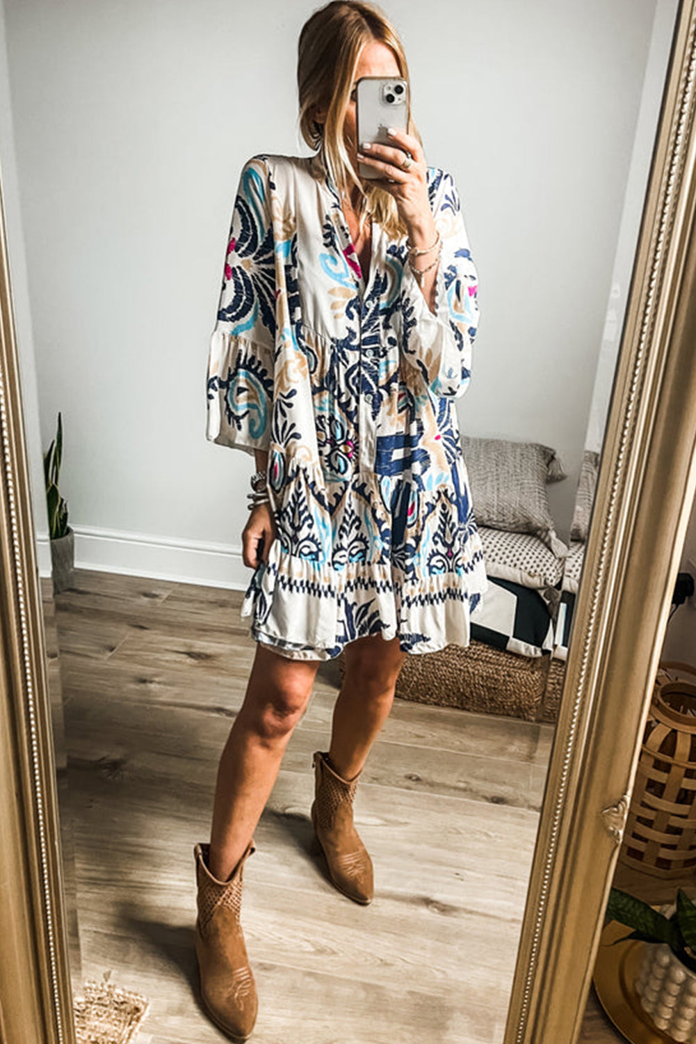 Printed Mini Dress