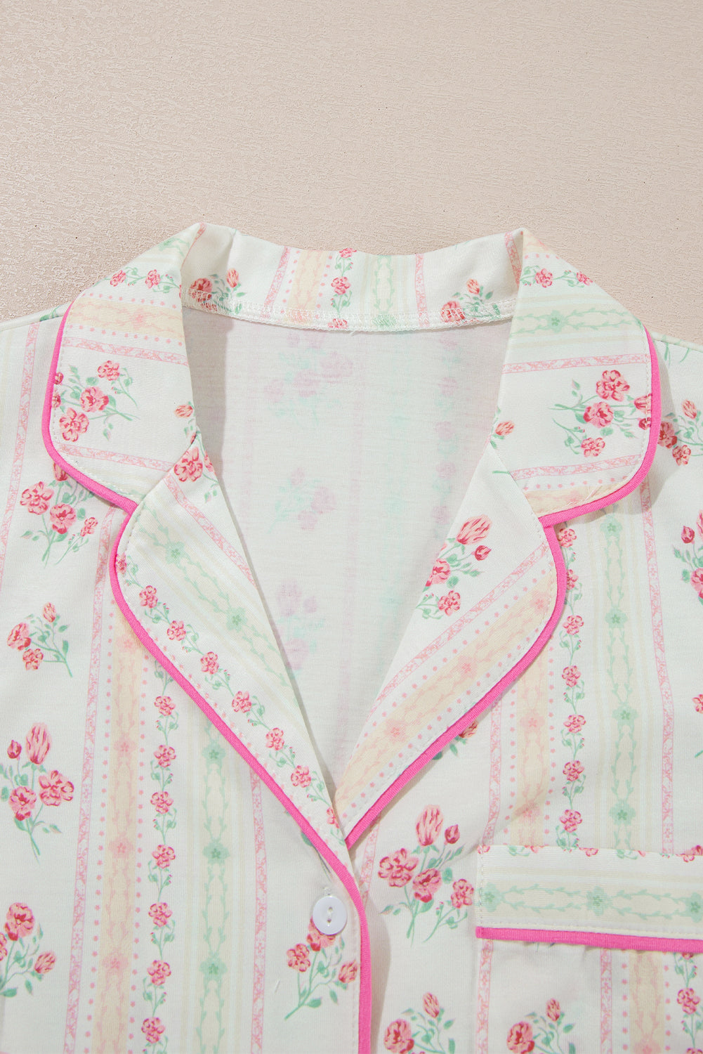 Floral Print Pink Pajamas Set