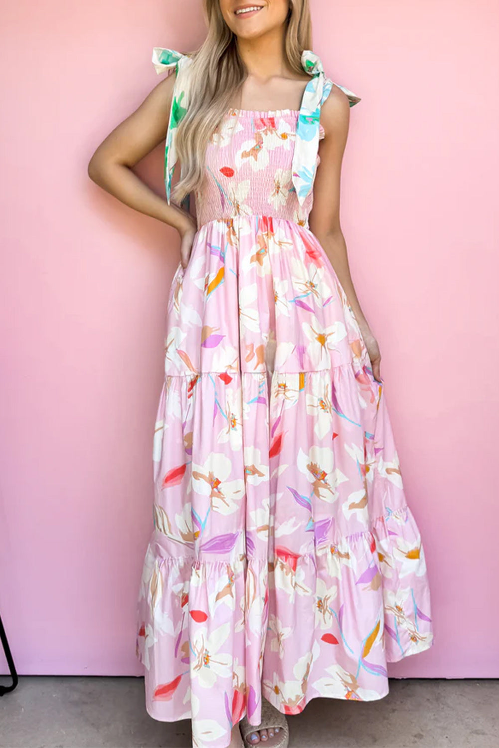 Pink Floral Maxi Dress