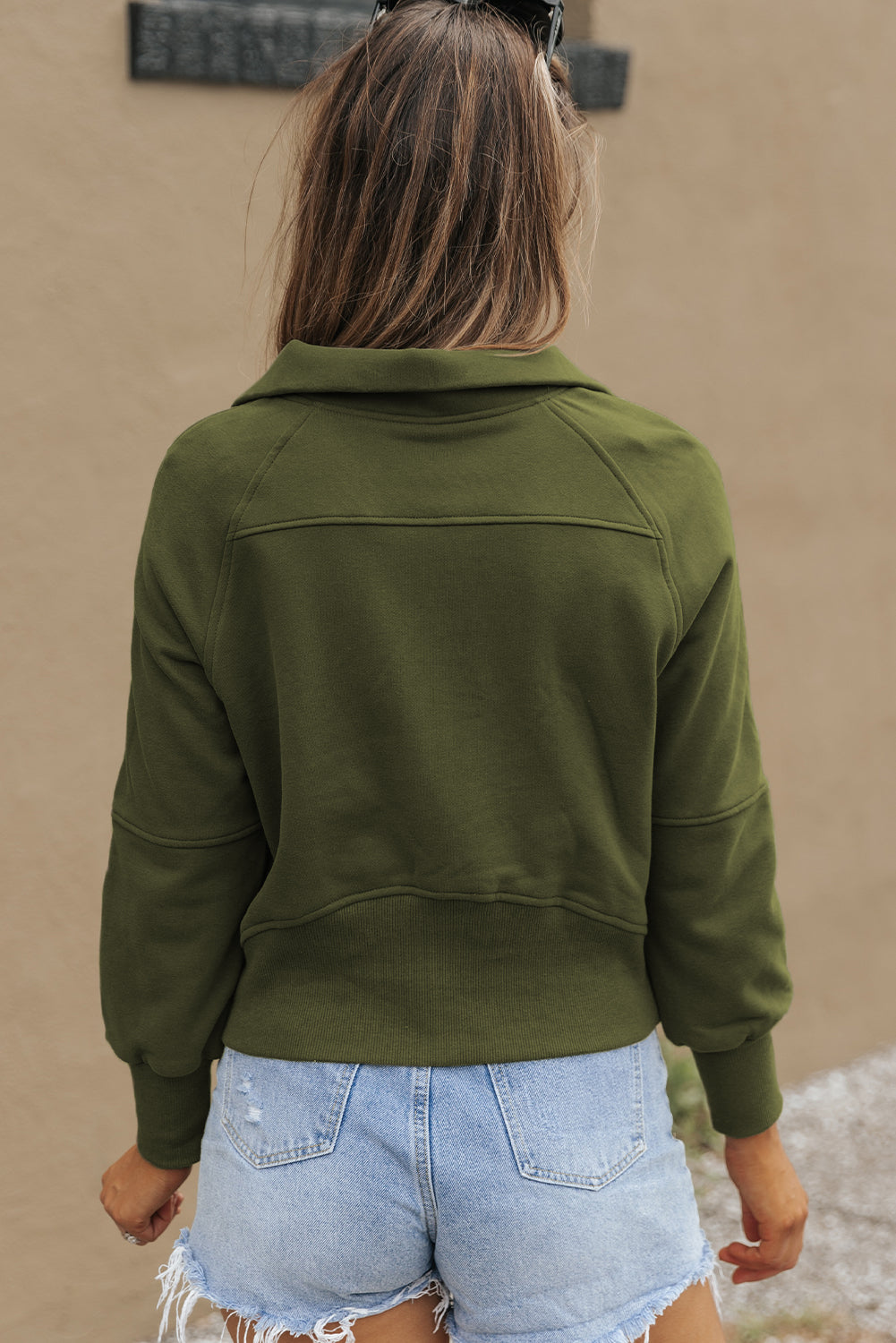 Green Fleece Lined Zip Sweatshirt