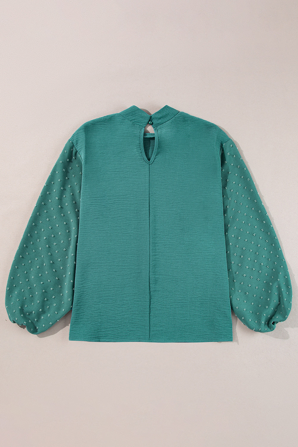 Swiss Dot Balloon Sleeve Loose Blouse Green