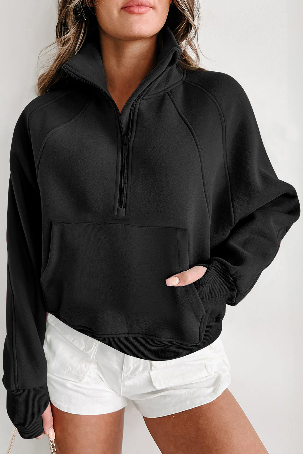 Black Fleece Lined Zip Sweatshirt