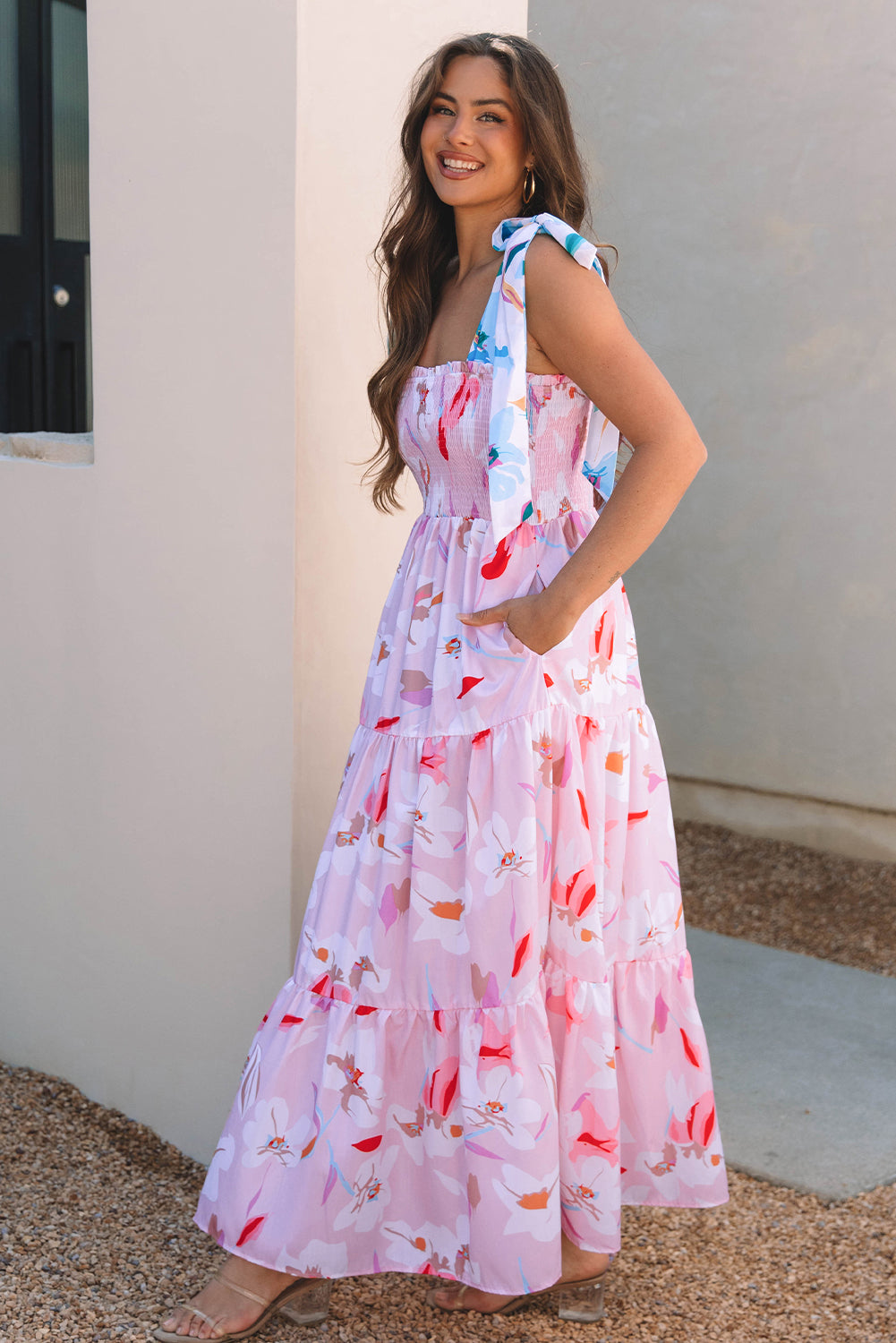 Pink Floral Maxi Dress