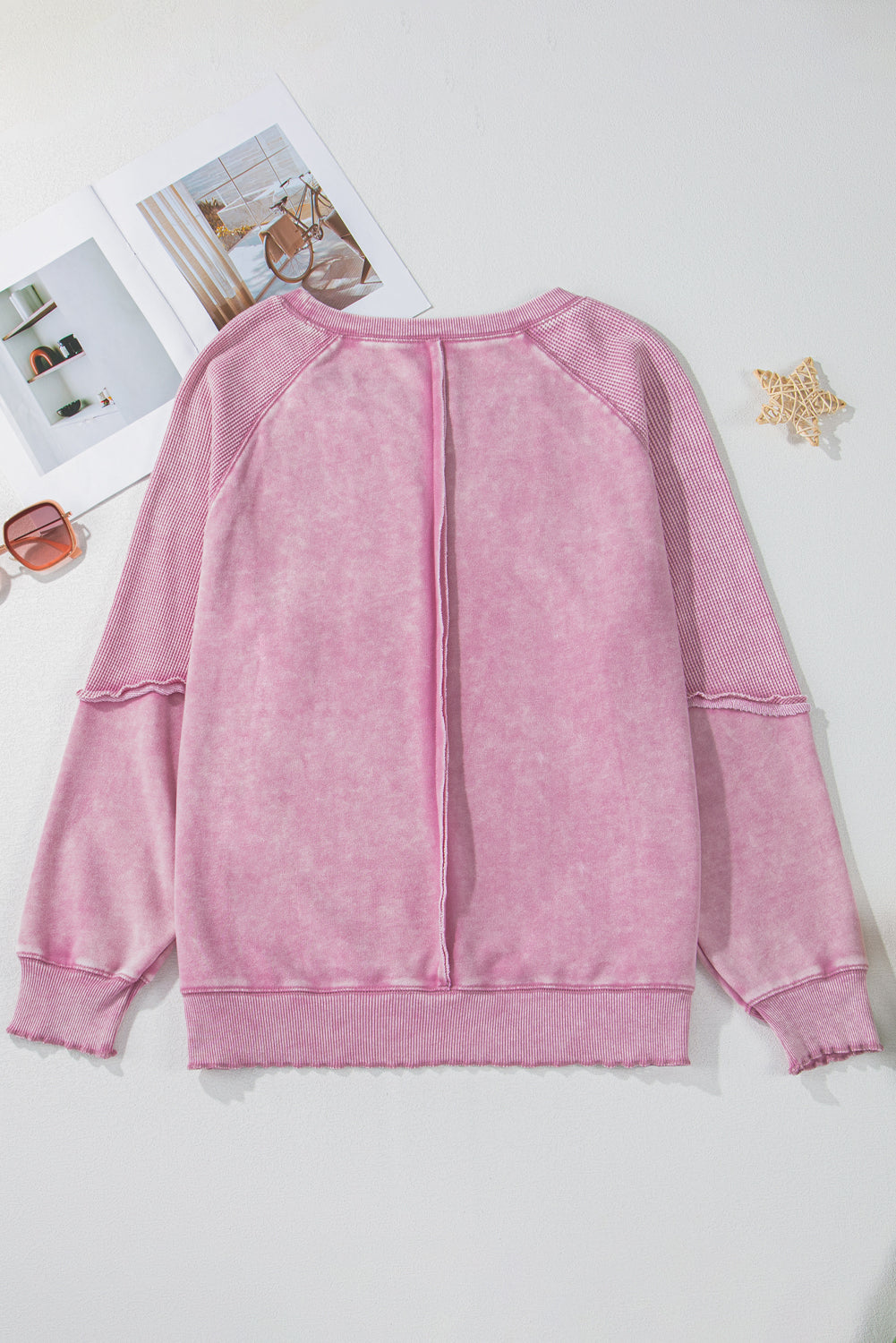 Pink Basic Waffle Sweatshirt