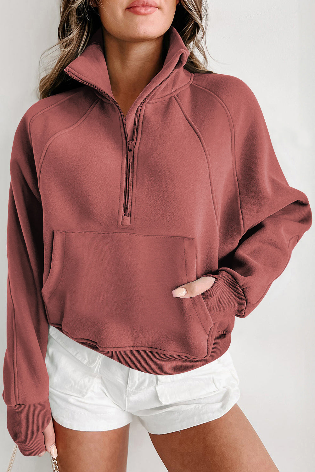 Brown Fleece Lined Zip Sweatshirt