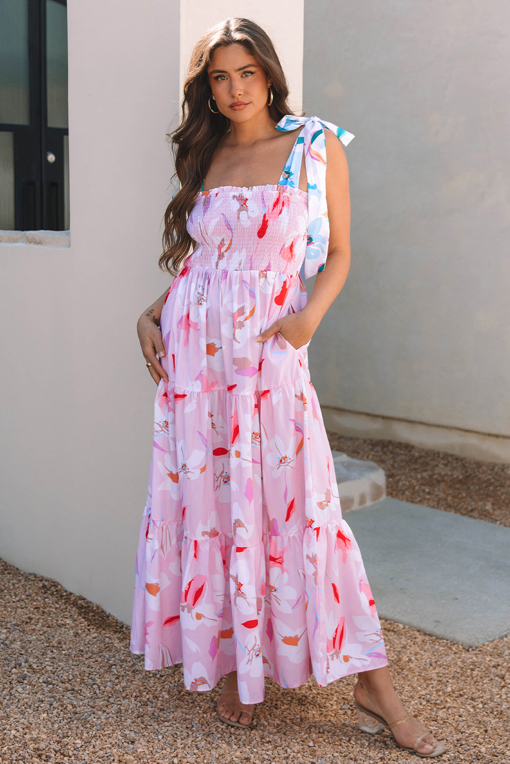 Pink Floral Maxi Dress